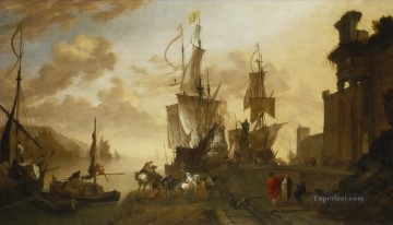 海戦 Painting - 軍艦のドック風景